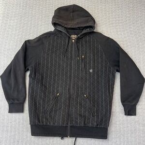 DVS Shoe Co Black Snow Skate Hooded Jacket MFM Quilted L Marc Fleece